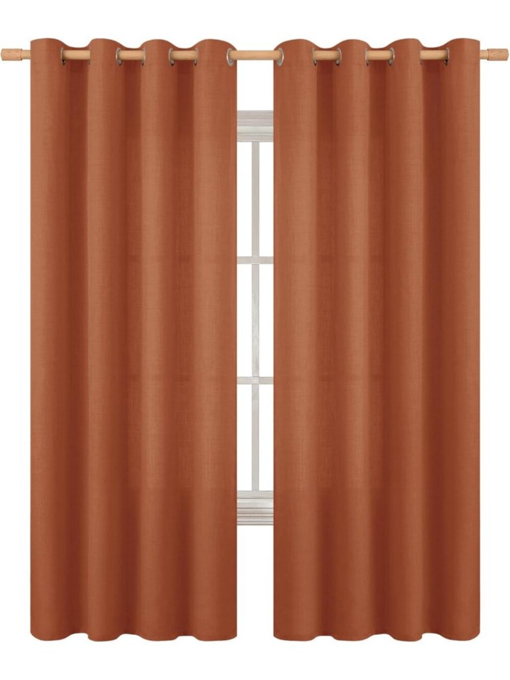 Terracotta Linen Curtains Set of 2 Panels, 84" Light Filtering Drapes for